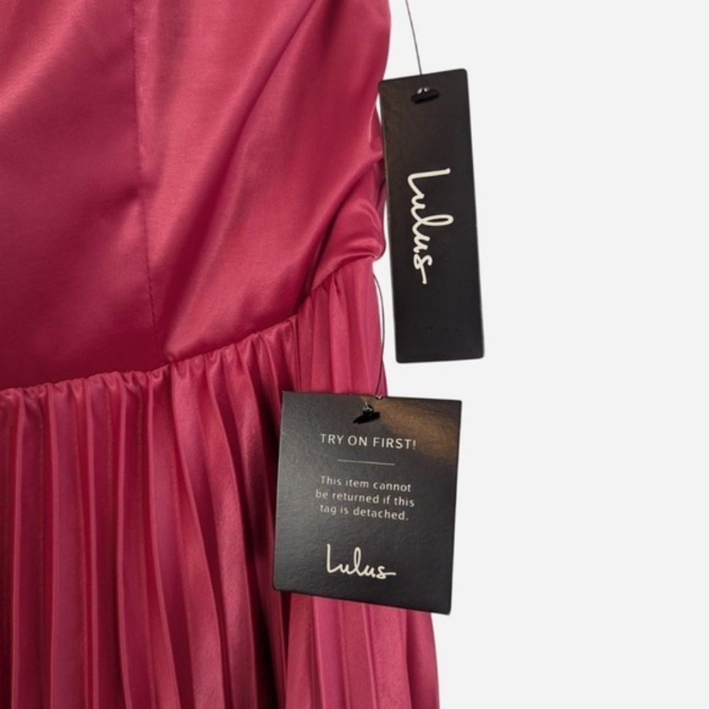 Lulus Just Like a Movie Magenta Strapless Pleated Midi Dress NWT Large - Picture 8 of 11